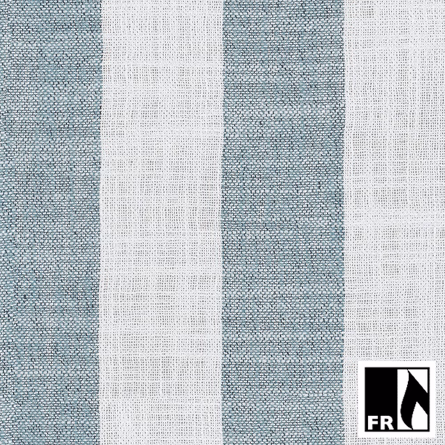 Muted blue-grey and ivory vertical stripes in a softly textured woven close-up