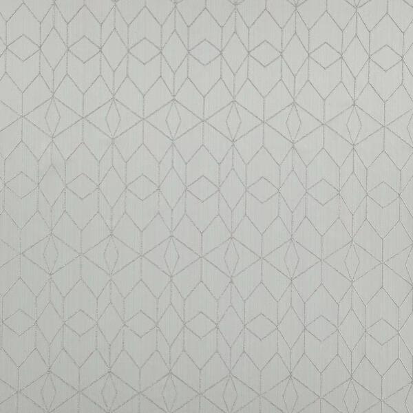 Pale seafoam-green fabric with fine grey interlocking diamonds and zigzags