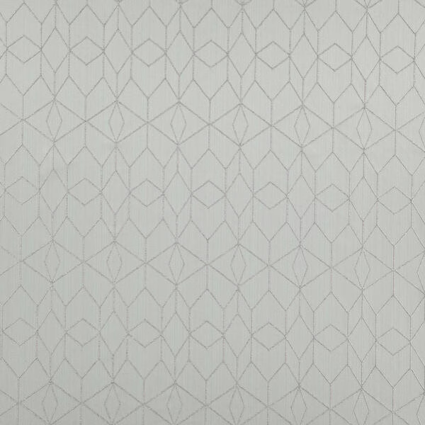 Pale seafoam-green fabric with fine grey interlocking diamonds and zigzags