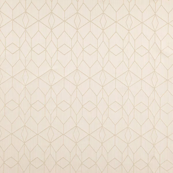 Pale wheat-beige fabric with taupe geometric diamonds and a softly woven surface