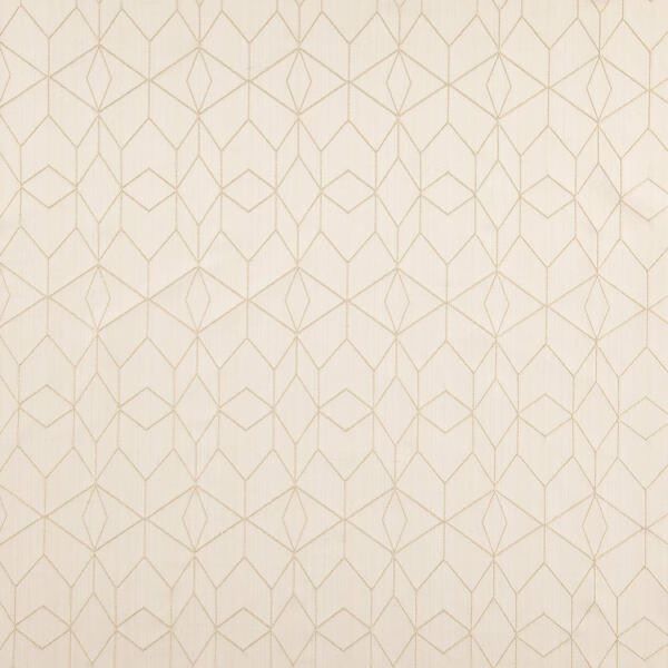 Pale wheat-beige fabric with taupe geometric diamonds and a softly woven surface