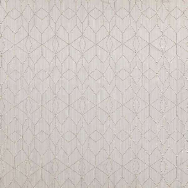 Pale greige woven swatch with fine vertical texture and outlined diamond lattice