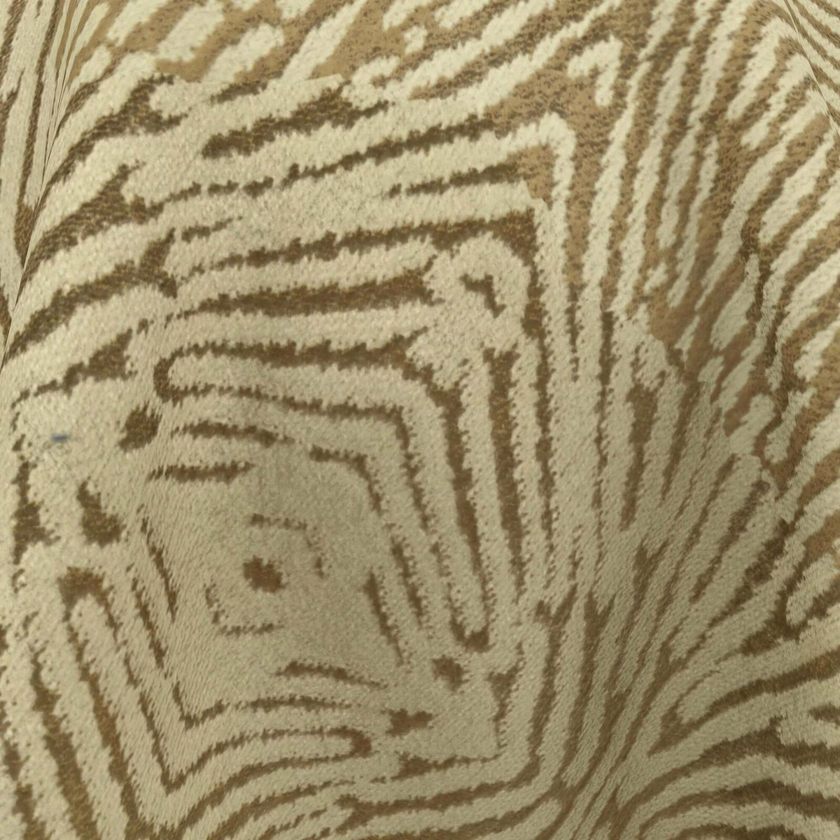 Warm sand fabric with taupe zebra-like stripes and visible textile texture