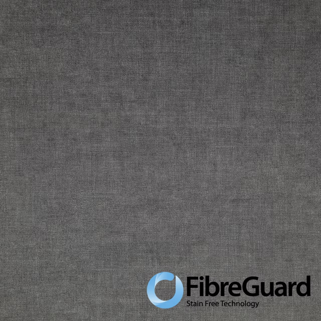 Close-up of charcoal-grey Fiora fabric with a softly mottled plain weave