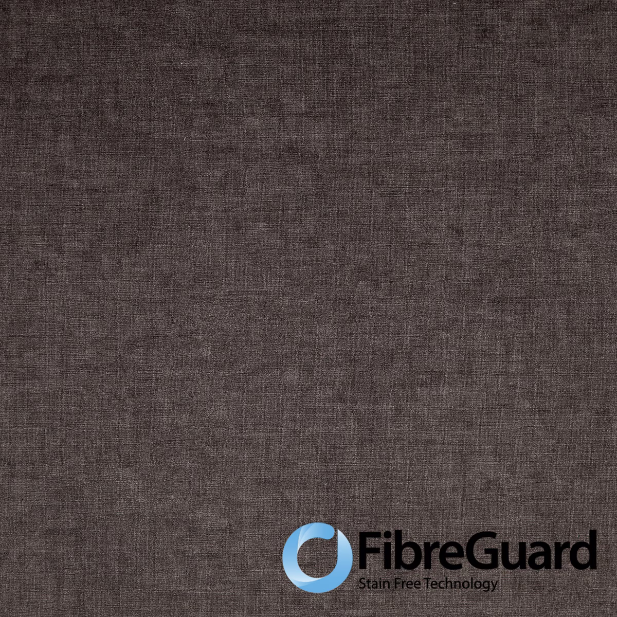 Deep taupe-brown woven fabric with subtle crosshatch texture and FibreGuard logo