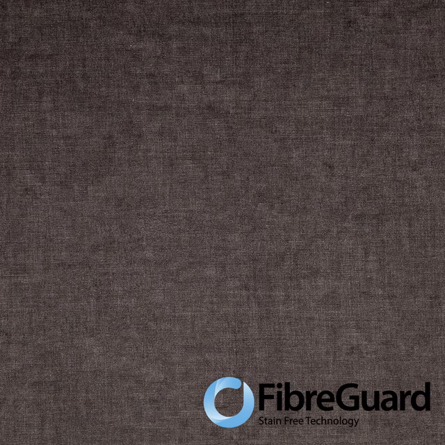 Deep taupe-brown woven fabric with subtle crosshatch texture and FibreGuard logo