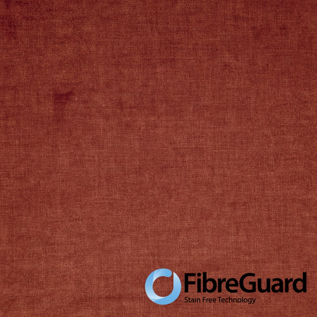 Burnt terracotta plain-weave fabric with fine crosshatch texture and darker flecks