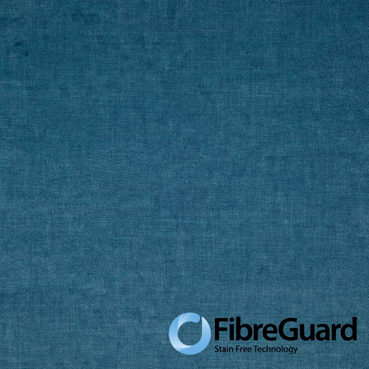 Close-up of cool denim-blue teal fabric with softly mottled woven texture
