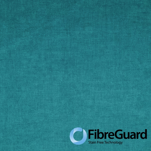 Close view of cyan-teal plain weave with softly mottled vertical texture