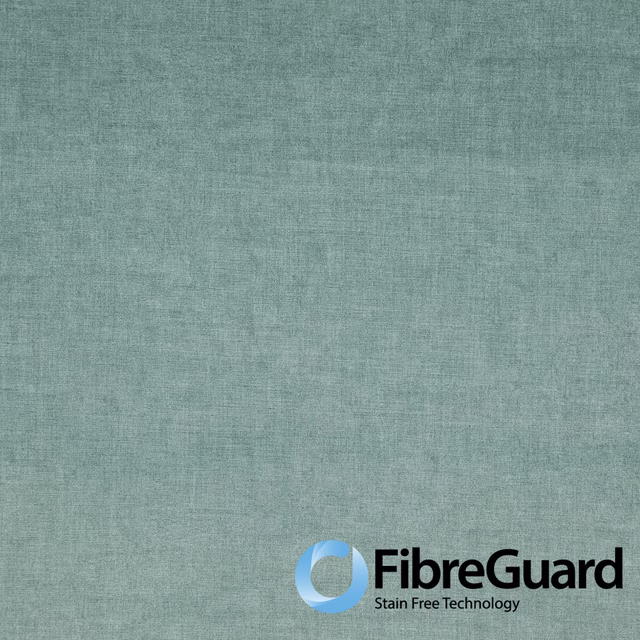 Close-up of cool seafoam teal woven fabric with softly mottled blue-green texture