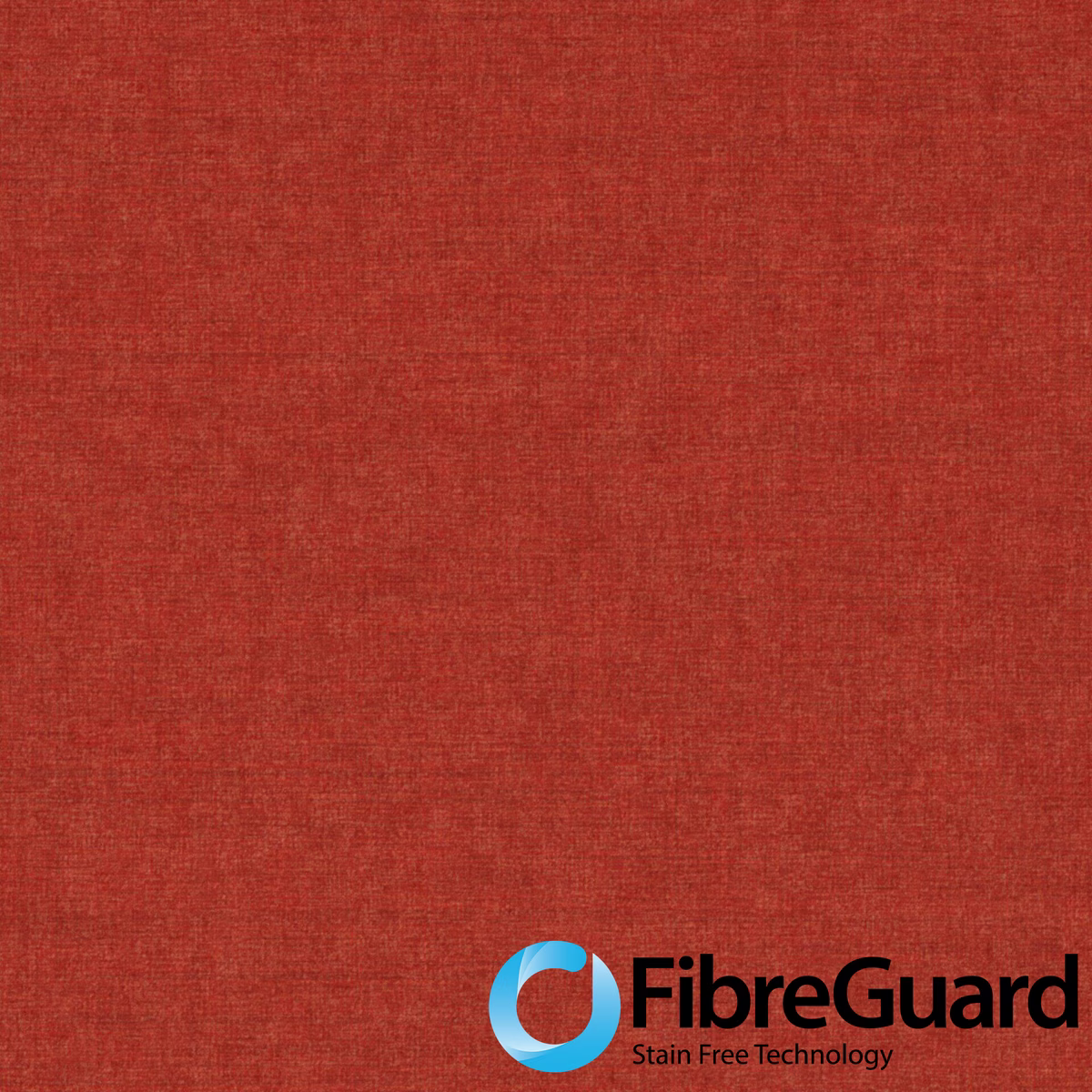 Close view of warm chilli-red woven fabric with subtle tonal texture