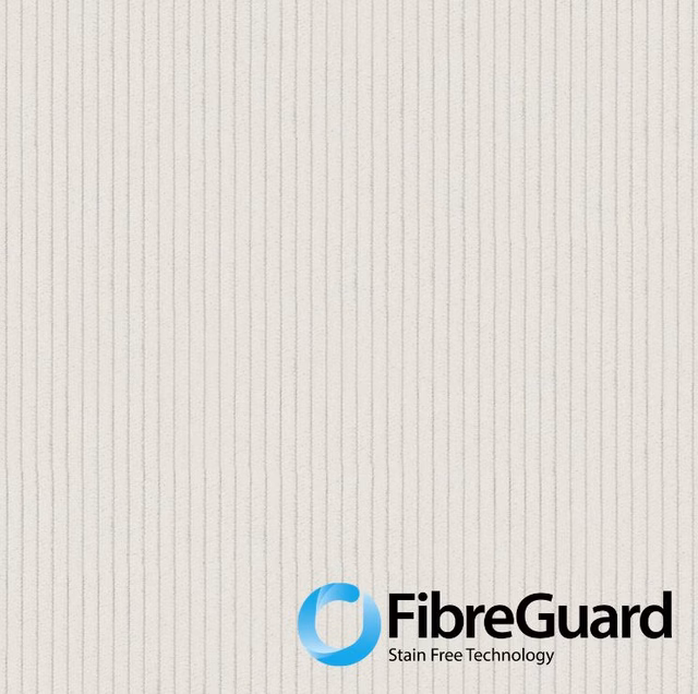 Pale ivory Ghent fabric with fine vertical grey-beige striations and subtle ribbed texture