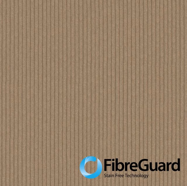 Warm taupe beige fabric with fine vertical ribbed texture