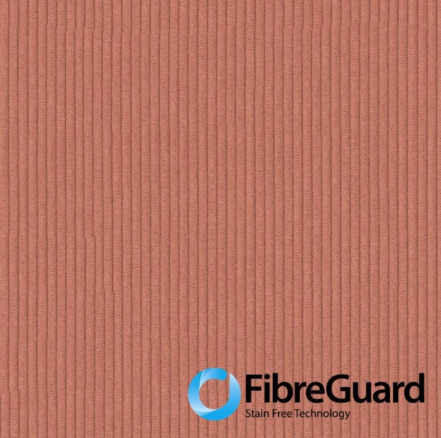 Muted rust textile with fine vertical ribbing and softly varied surface texture