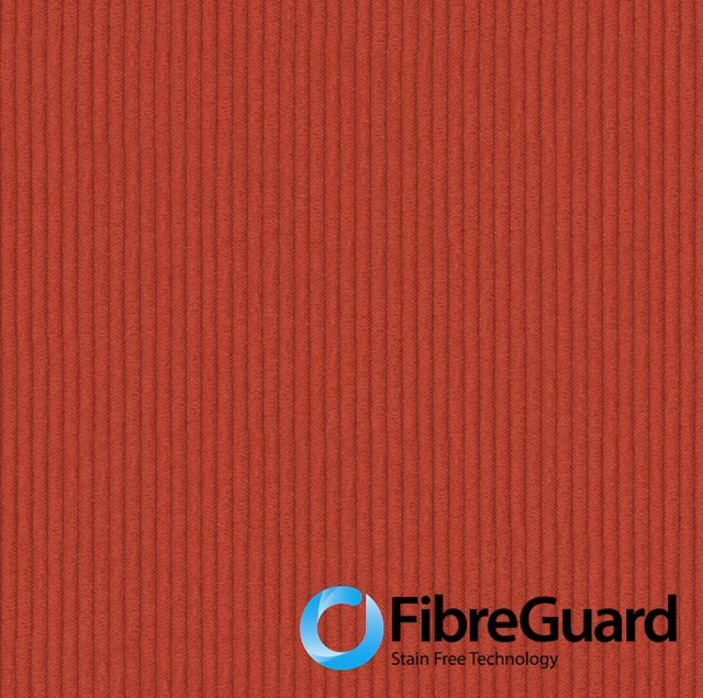 Warm cranberry red fabric with fine vertical ribs and shaded corded texture