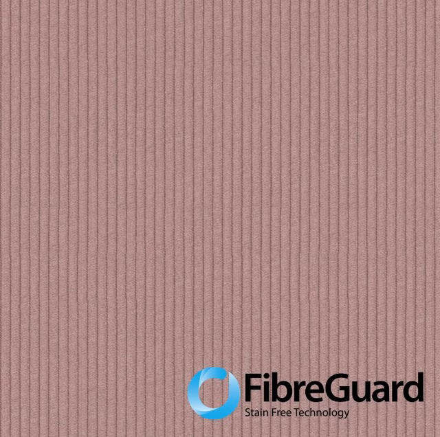 Dusty mauve fabric swatch with fine, closely spaced vertical ribs and soft texture
