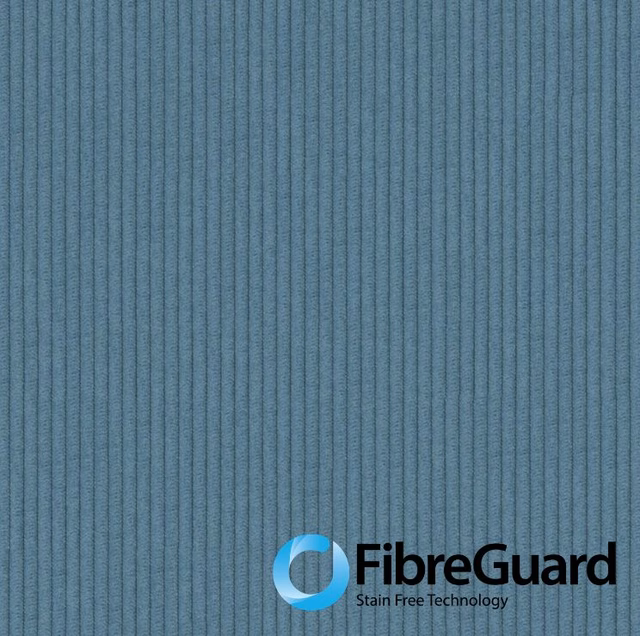 Muted peacock-blue fabric with fine vertical ribs and softly shaded woven texture