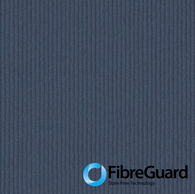 Deep slate blue fabric with closely spaced vertical ribs and subtle lagoon undertones