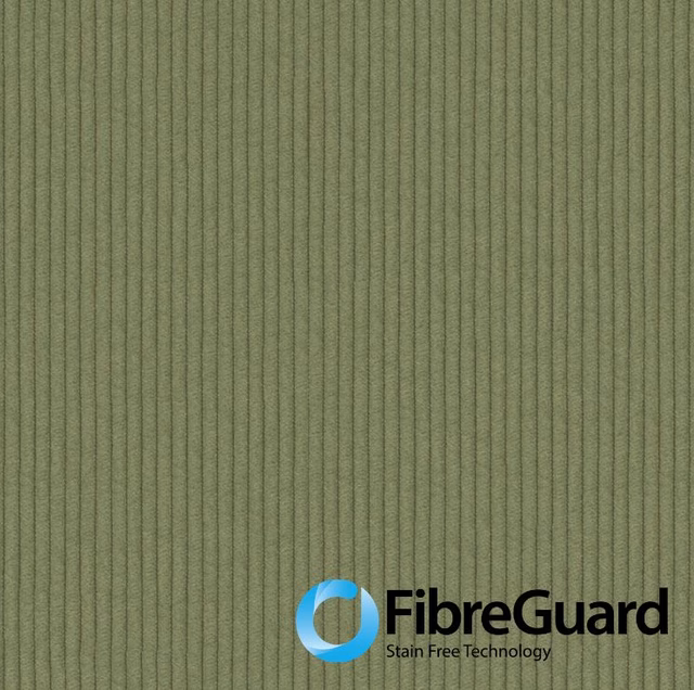 Muted matcha-green upholstery fabric with fine vertical ribs and softly shaded texture
