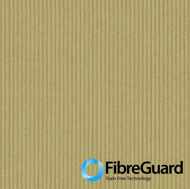 Close-up of muted avocado-green fabric with fine, evenly spaced vertical ribs