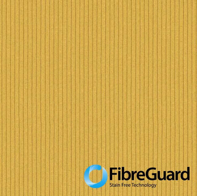 Golden ochre textile swatch with fine, evenly spaced vertical ribs