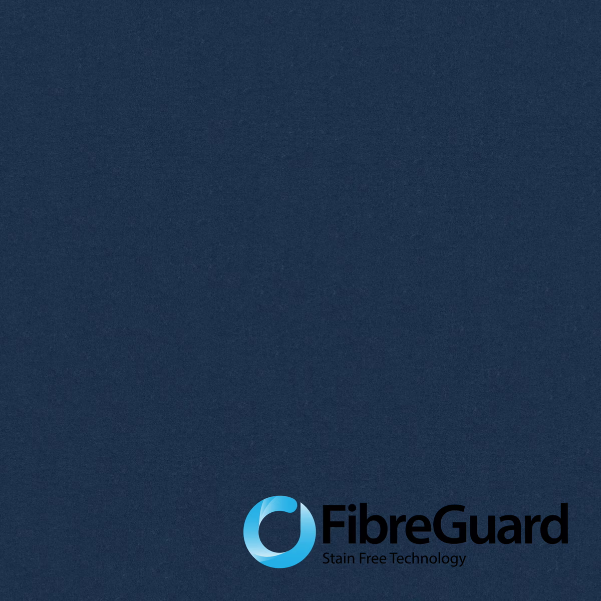 Deep ocean-blue subtly textured swatch with visible FibreGuard logo