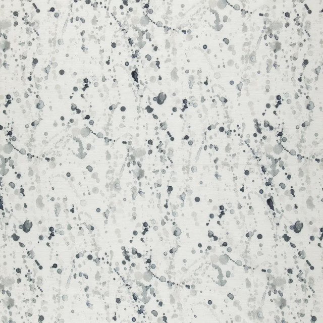 Cool ivory woven fabric with scattered blue-grey and charcoal mineral-like speckles
