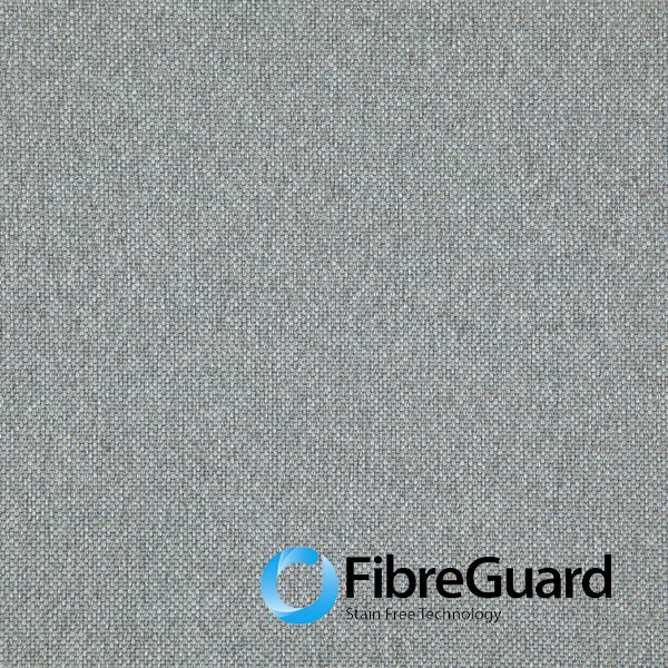 Close-up of muted grey-blue Healy fabric showing a finely flecked woven texture