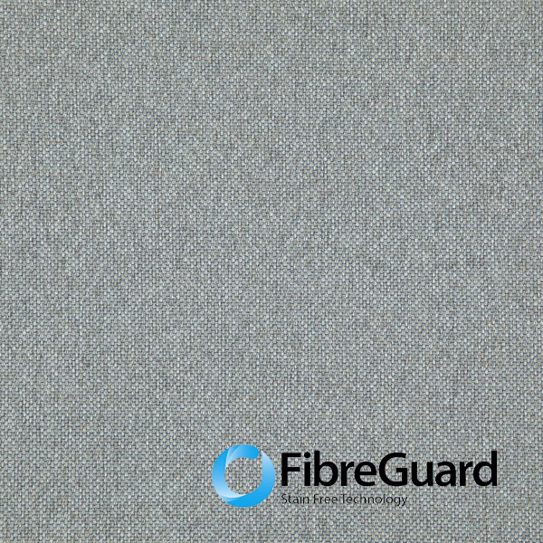 Close-up of muted grey-blue Healy fabric showing a finely flecked woven texture
