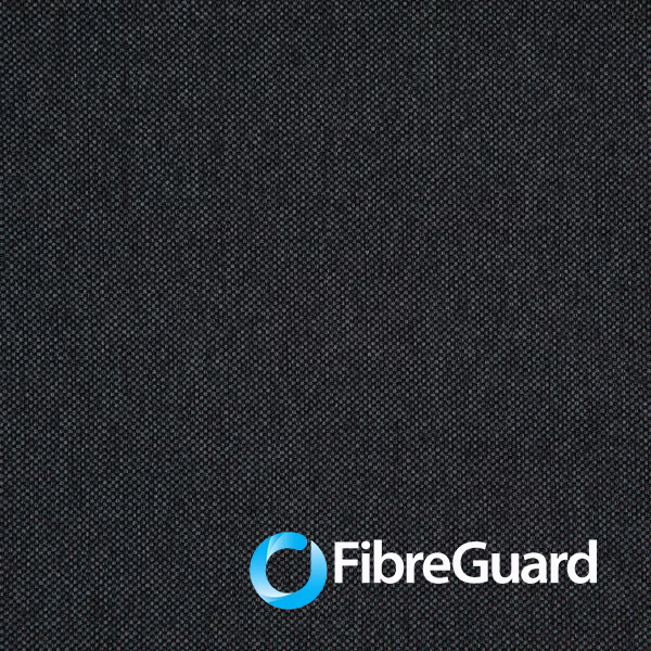 Deep charcoal-grey fabric with a fine, tightly woven surface and subtle lighter flecks