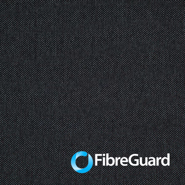 Deep charcoal-grey fabric with a fine, tightly woven surface and subtle lighter flecks