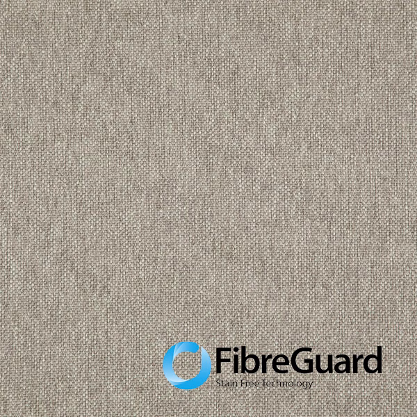 Warm latte-taupe close-up showing a fine, irregular crossweave with subtle tonal flecks