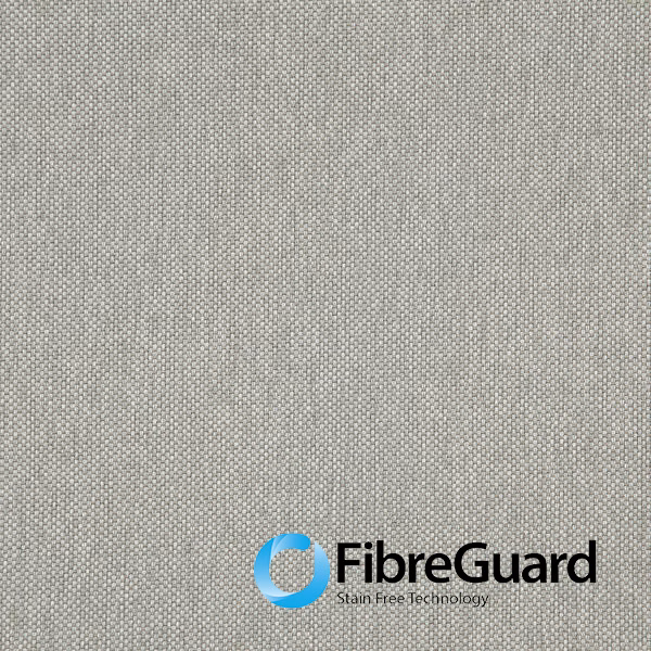 Close-up of soft grey-beige Healy fabric with fine, tightly woven basket texture