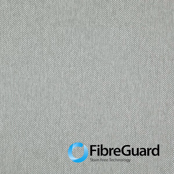 Cool pewter-grey woven textile with a fine pebbled texture and tonal flecks