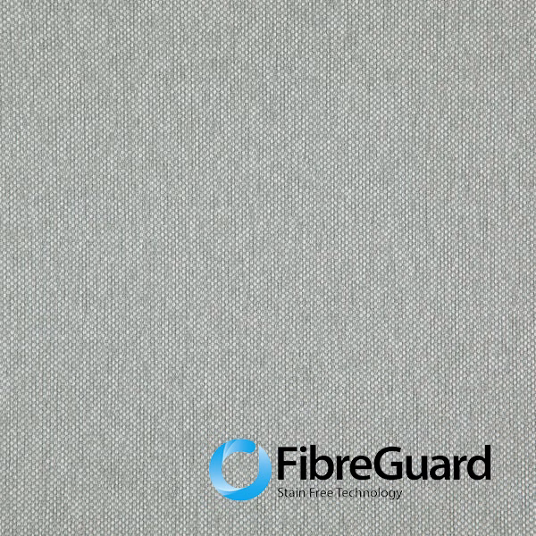 Cool pewter-grey woven textile with a fine pebbled texture and tonal flecks