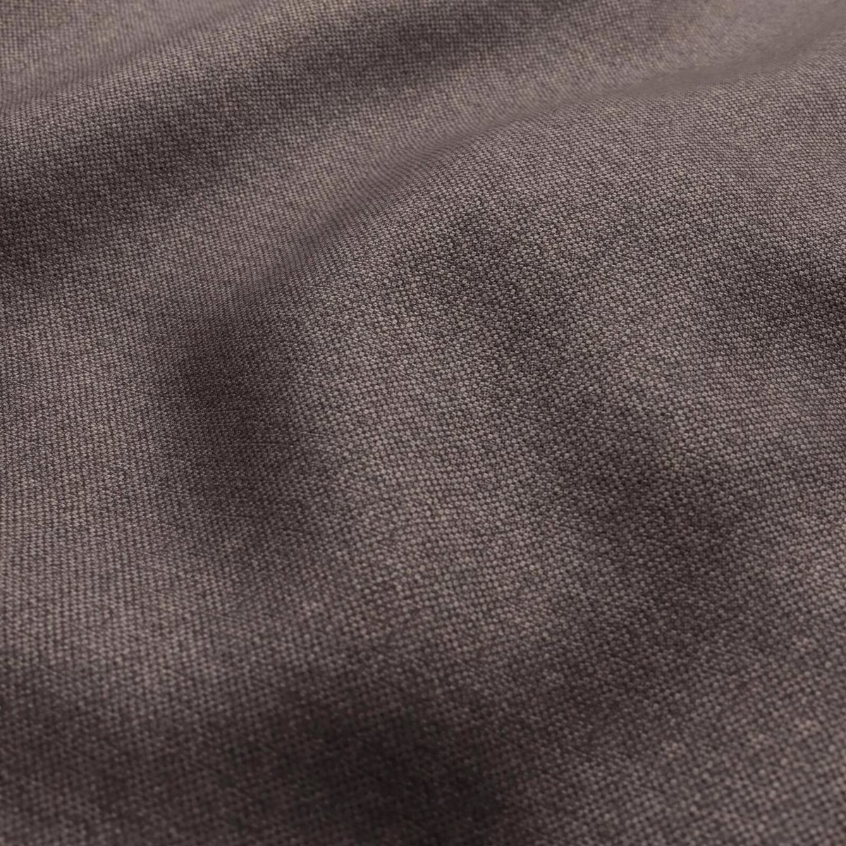 Close-up of chocolate-brown woven fabric with taupe mottling and soft surface depth
