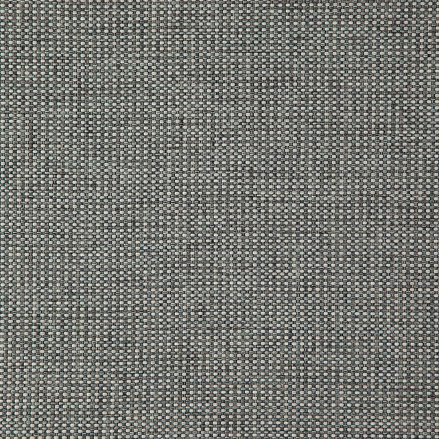 Close-up of cool metal grey fabric with a fine charcoal-and-silver woven texture