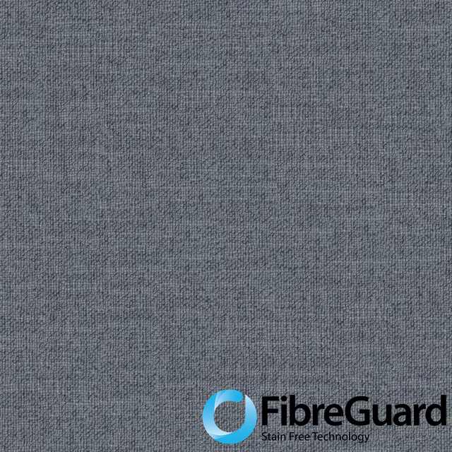 Close view of cool slate-grey fabric with a fine mottled woven texture