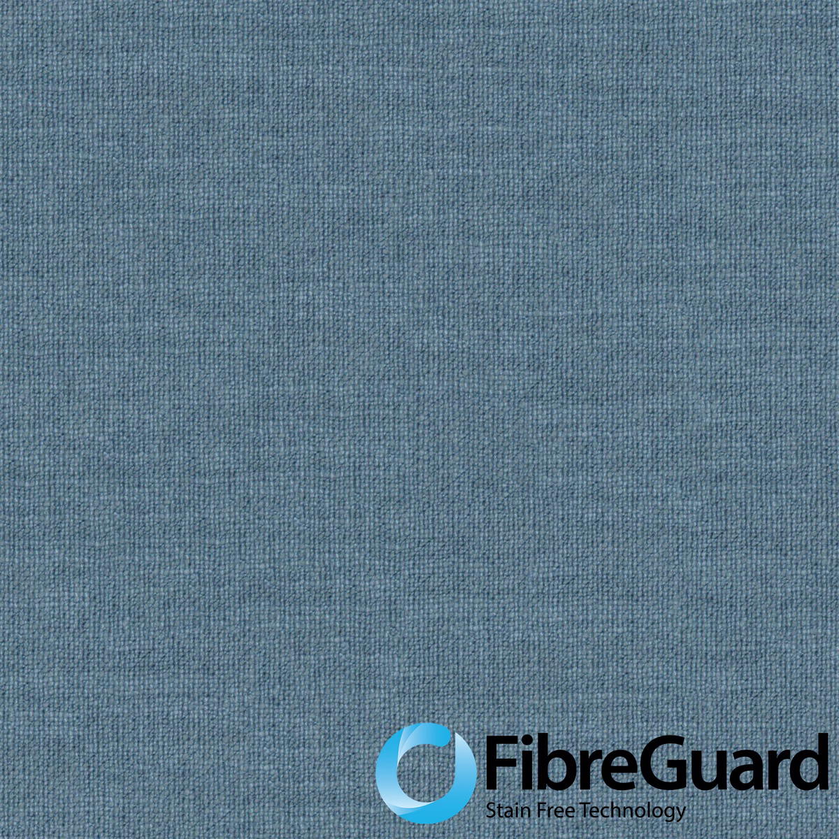 Close-up of muted denim-blue plain weave with a softly flecked woven surface