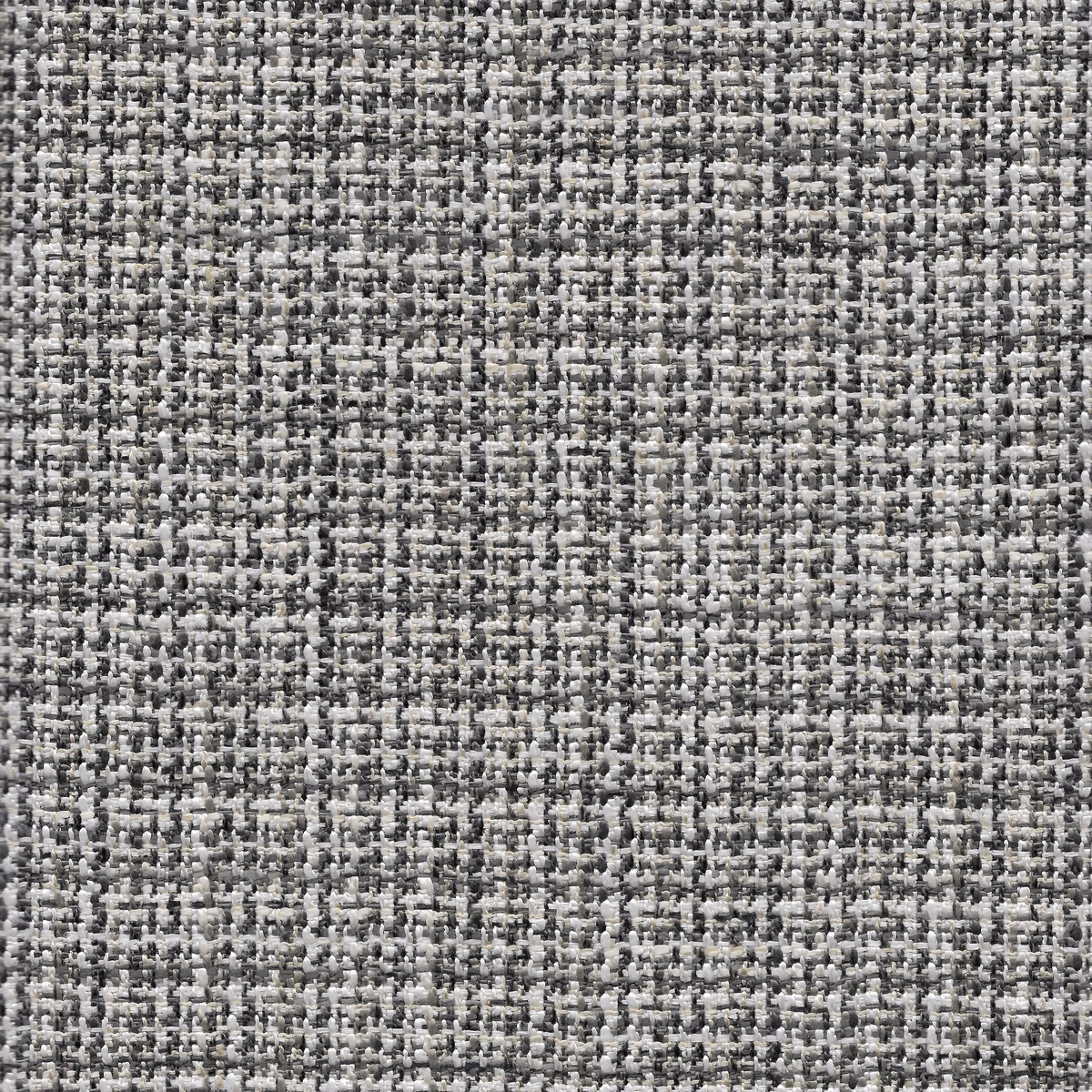 Close-up of 01 Raffia’s grey woven texture with charcoal and ivory flecks