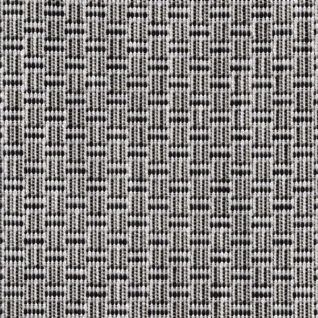 Cool grey and ivory woven ground with charcoal ladder-like geometric flecks