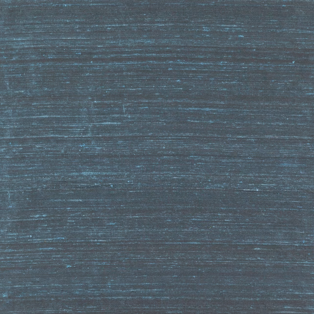 Deep sapphire blue-grey fabric with fine horizontal teal strié and subtle lustre