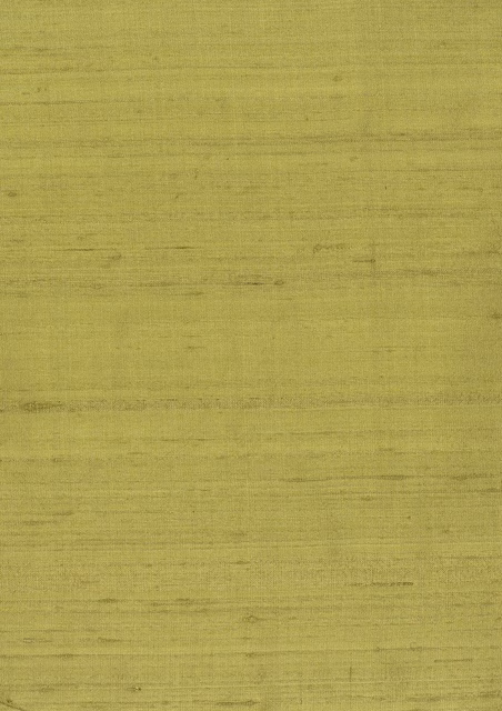 Close-up of yellowed lime-green silk with fine horizontal slub weave