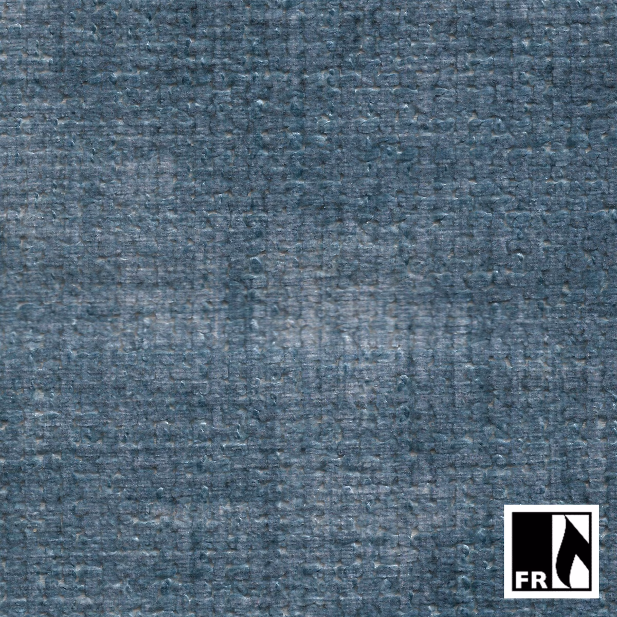 Close-up of cool blue-grey Kuno fabric with irregular nubby woven texture