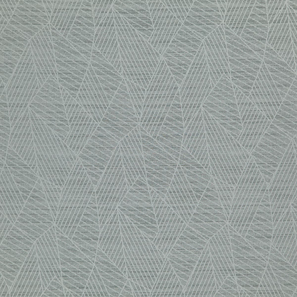 Cool grey woven swatch with overlapping angular linework and a finely textured ground