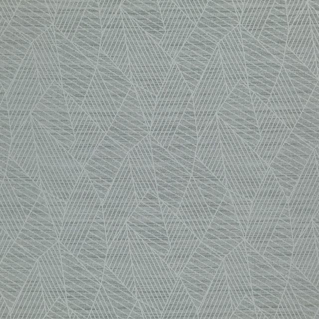Cool grey woven swatch with overlapping angular linework and a finely textured ground