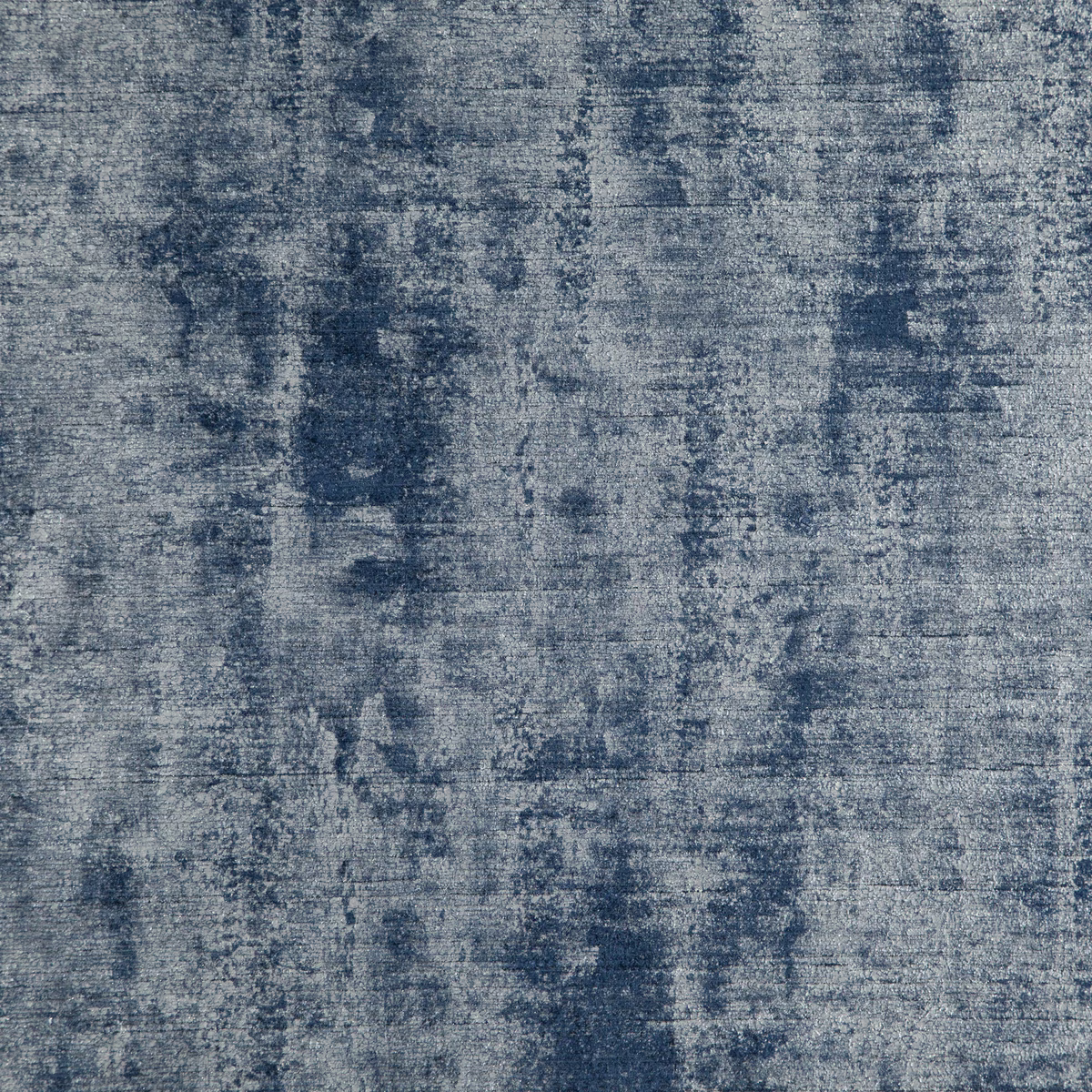 Cool royal-blue woven swatch with cloudy blue-grey striations and a dry textured surface