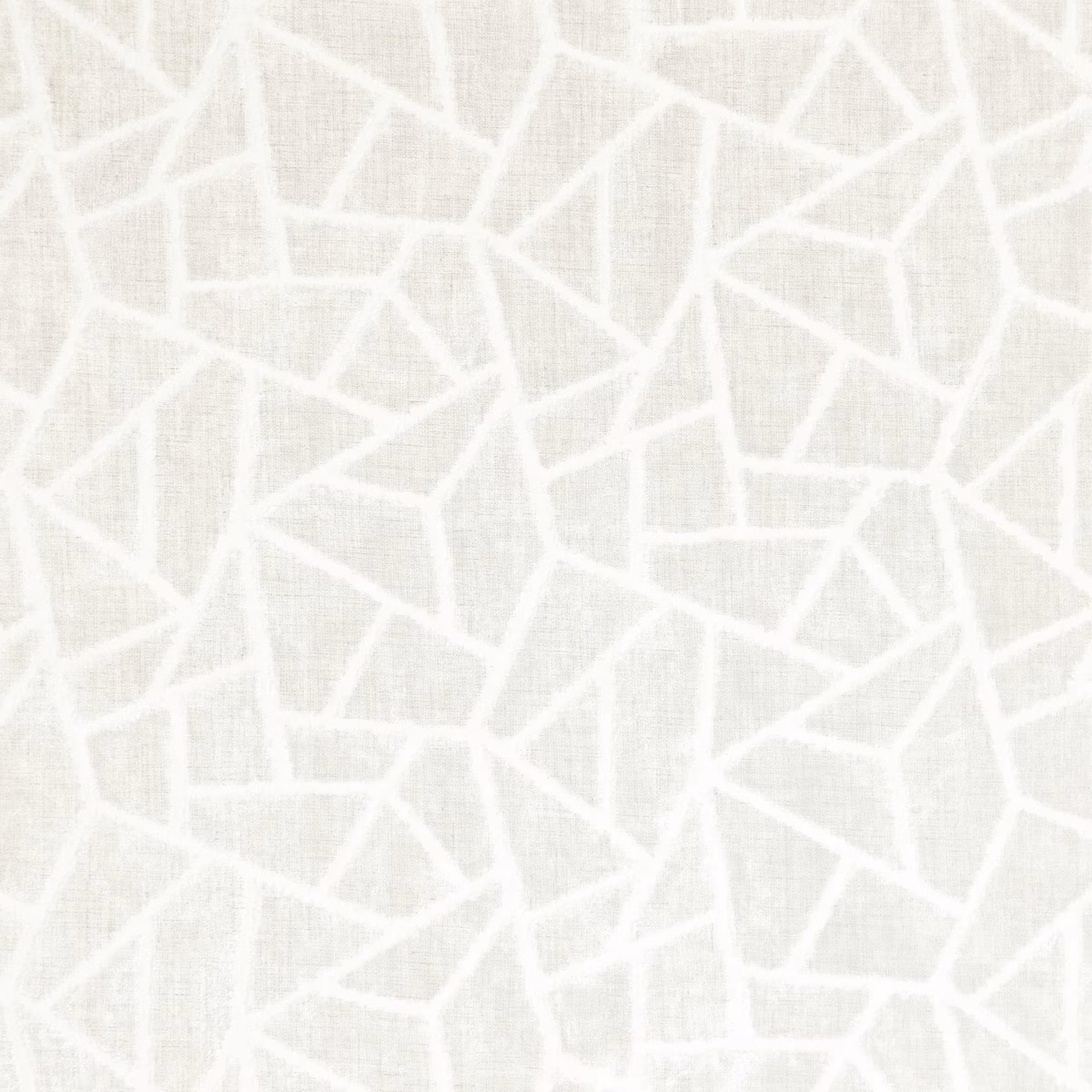 Frost-white woven fabric with pale grey ground and irregular angular lattice lines