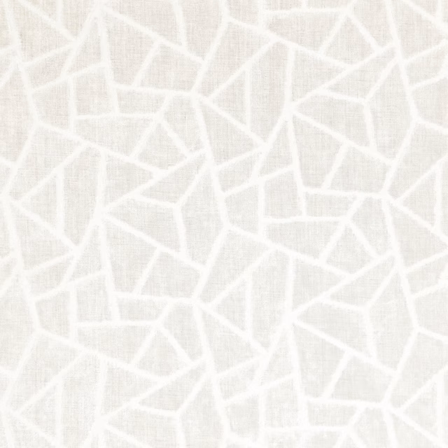 Frost-white woven fabric with pale grey ground and irregular angular lattice lines