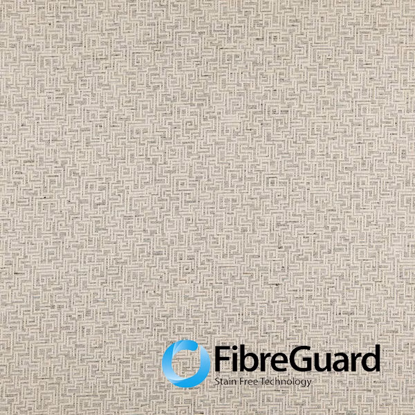 Pale stone-beige Massari fabric with a fine woven maze pattern and subtle taupe texture